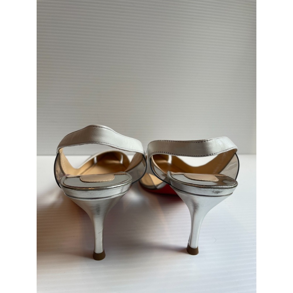 Christian Louboutin Tri-Color Air Chance 100 Slingback Peekaboo Pumps 37 NEW - Picture 8 of 8